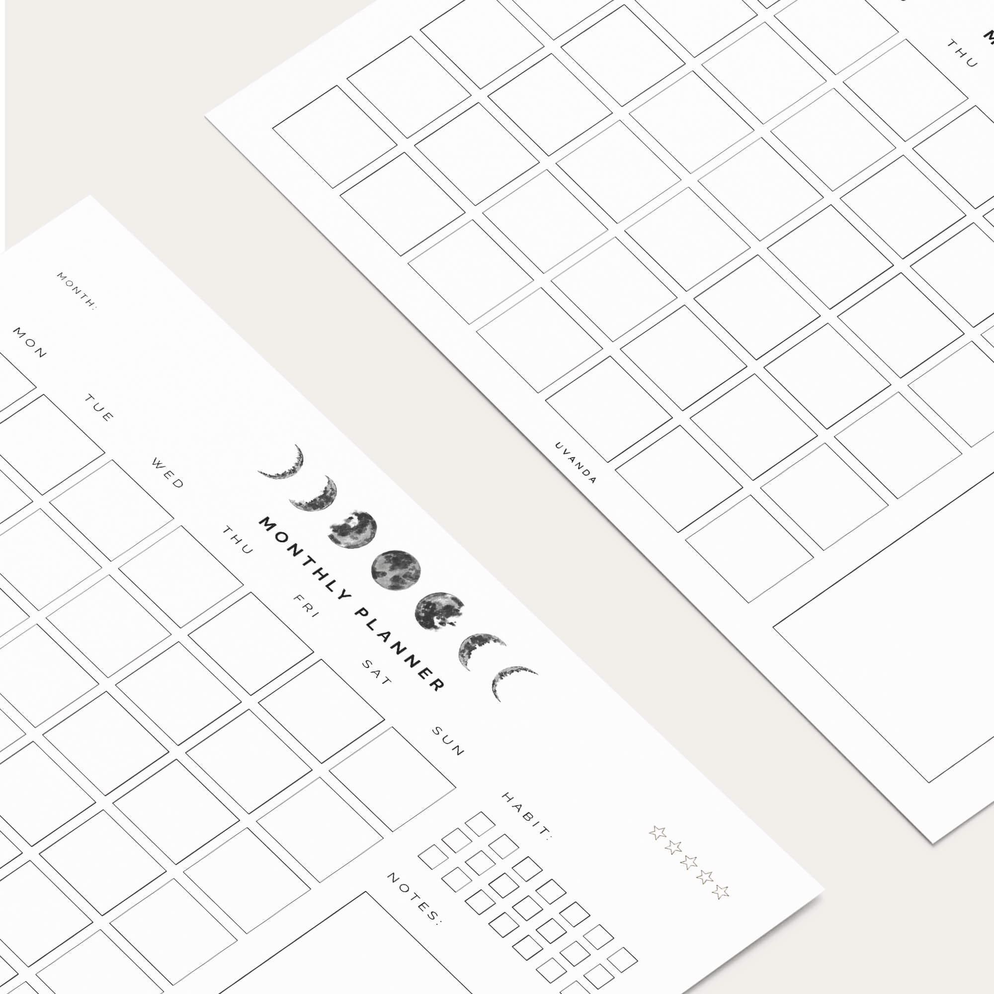 monthly undated calendar details