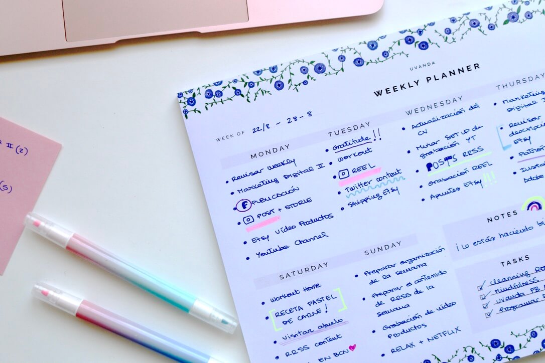 Weekly planner undated calendar how it works