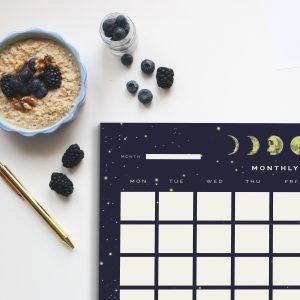 undated planner Monthly Undated Calendar Moon Phase