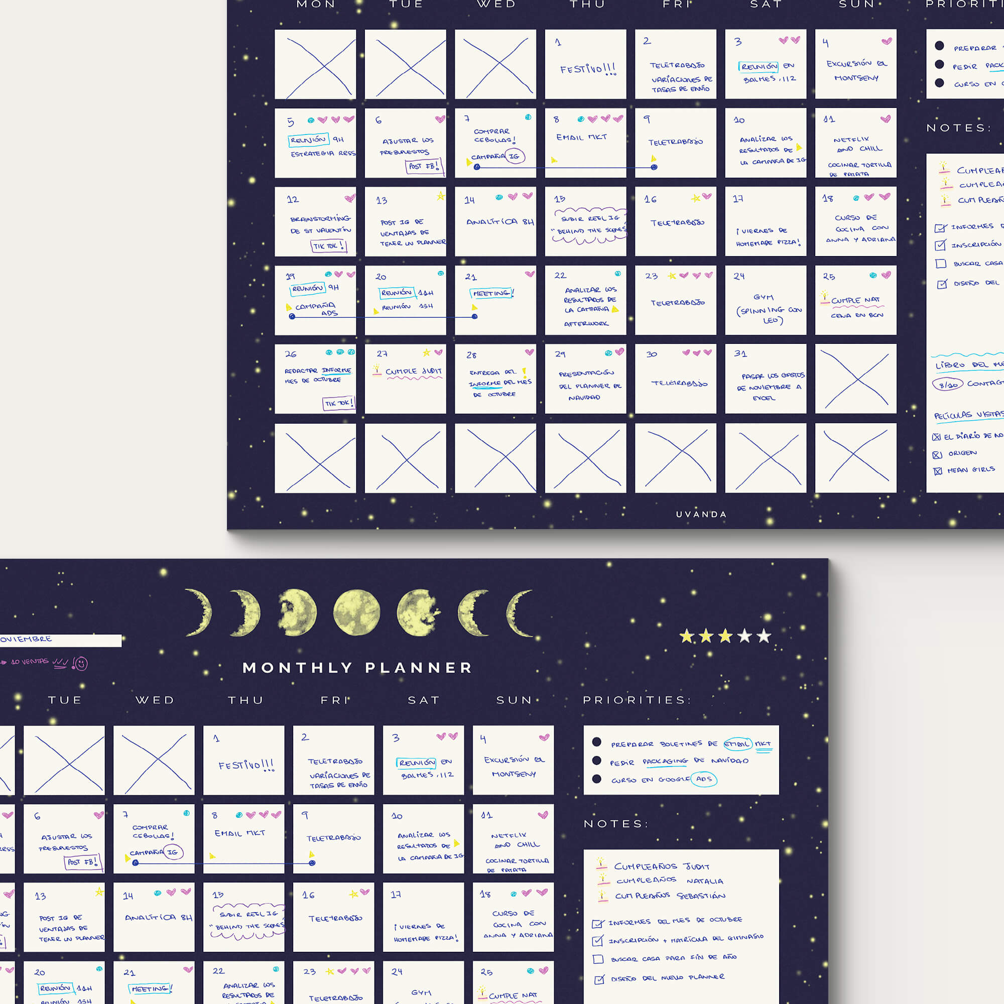 how to use monthly undated calendar