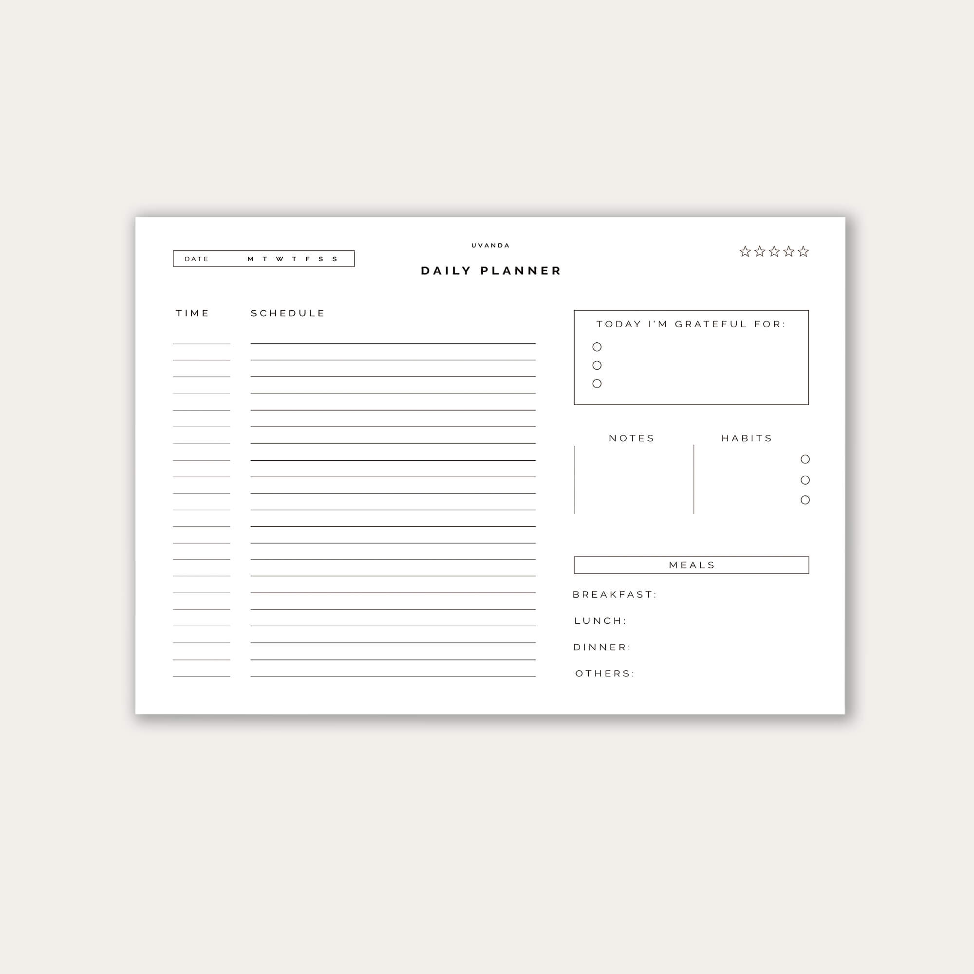 Daily Planner Printable Digital pdf a4 size