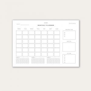 Monthly planner undated calendar a4 size
