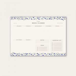 Weekly planner undated calendar floral design