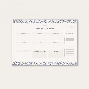 Meal planner undated calendar with a floral design