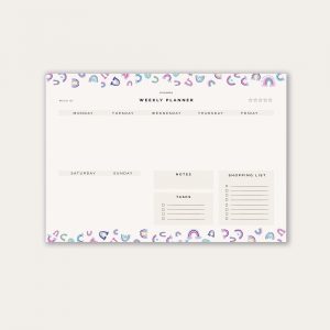 Weekly Planner Undated calendar with rainbow design