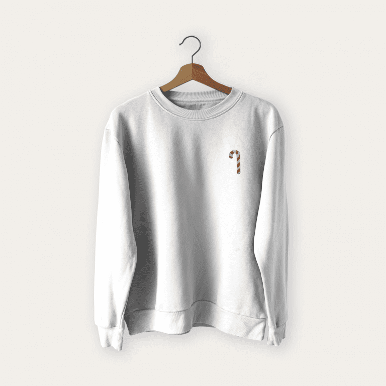 Christmas Candy Sweatshirt, Embroidered Sweatshirt, Christmas Sweatshirt, Christmas Candy, Christmas Gift, Embroidered Sweater, Candy Cane, sizes S, M, L, XL, Minimalistic red and white candy cane embroidery, High-quality embroidered clothes, cozy