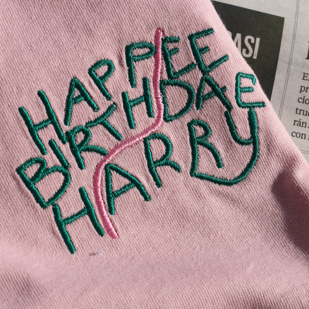 Happee Birthdae Harry - Embroidered T-Shirt - Image 4