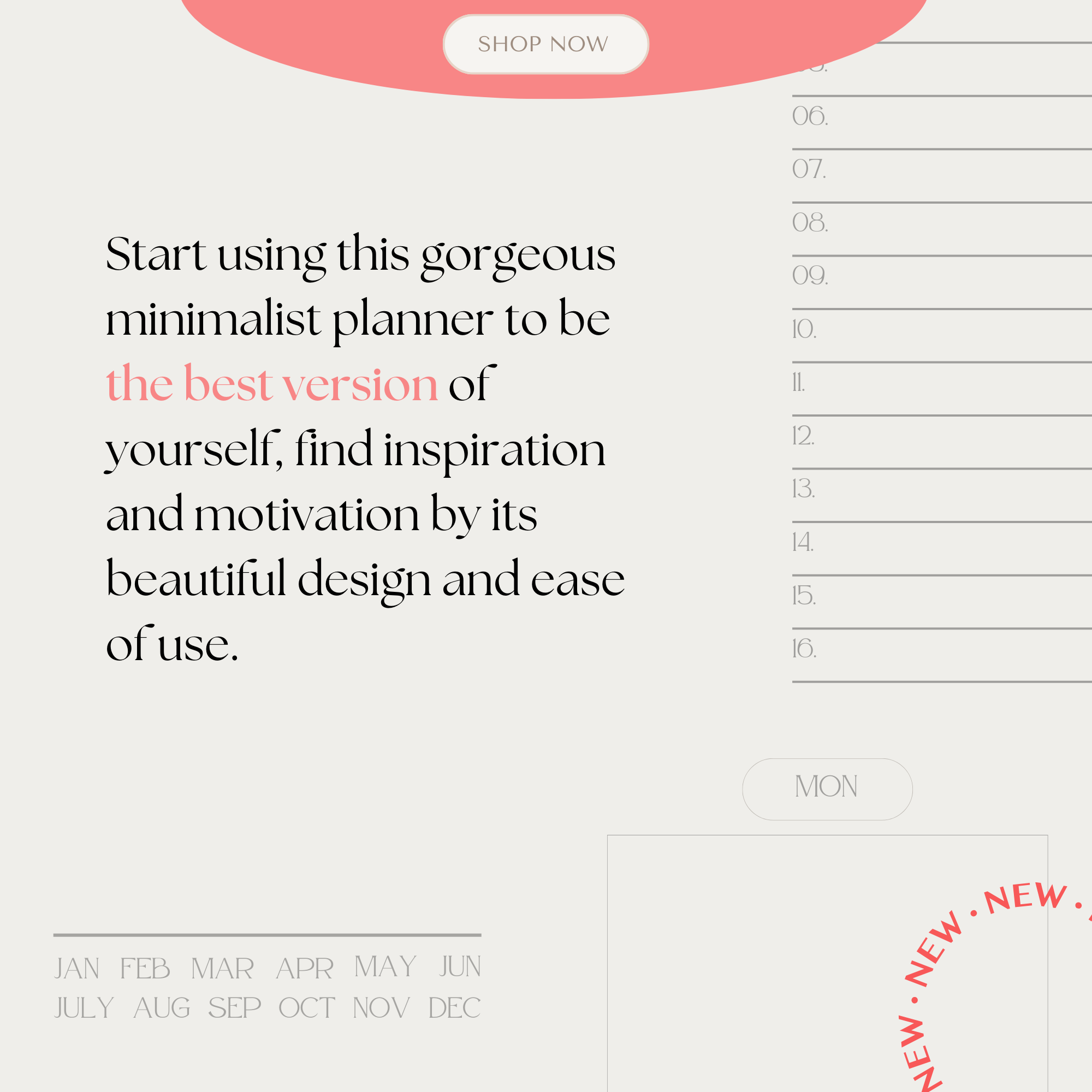Minimalist Beige Planner - Digital, Undated, Printable PDF. Daily, Weekly, Monthly planners for efficient organization. Description: Accessible planners for daily, weekly, and monthly planning. Ideal for busy individuals. Print or edit digitally.