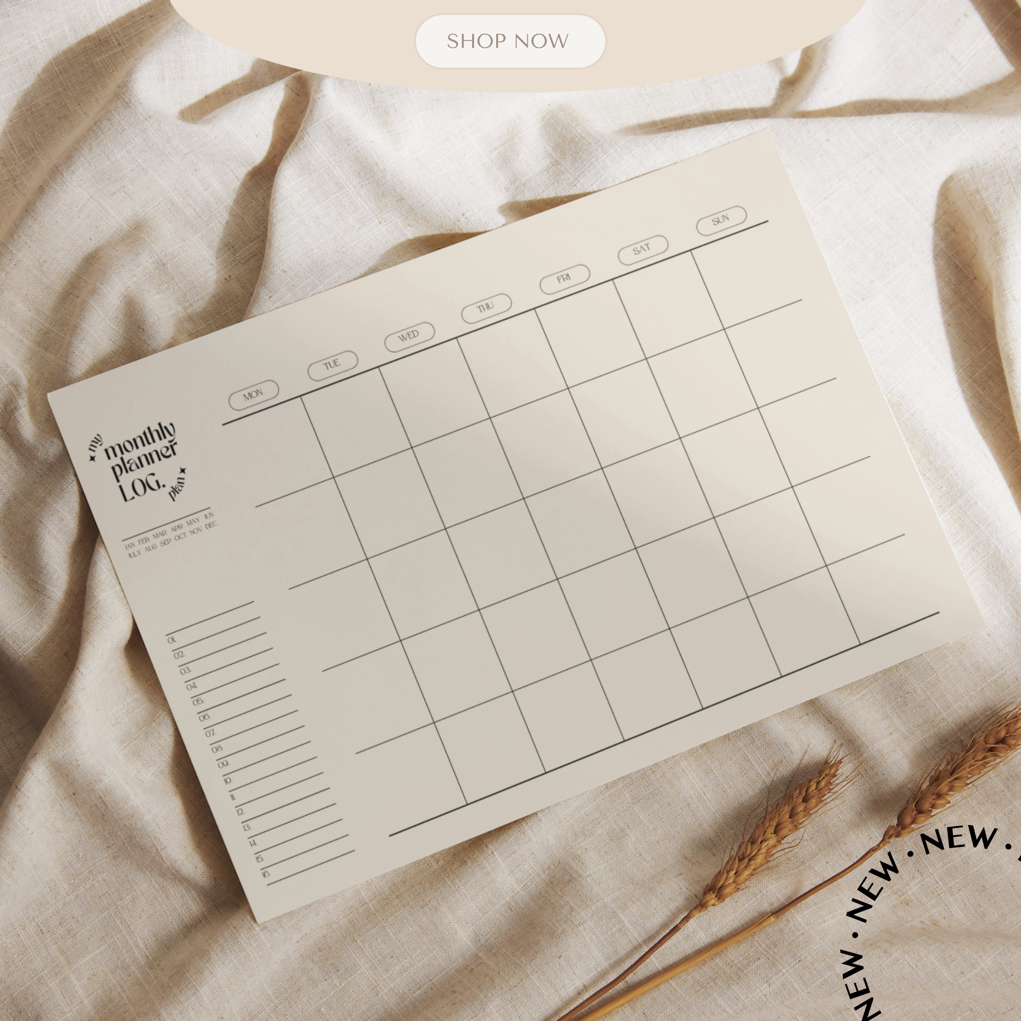 Minimalist Beige Planner - Digital, Undated, Printable PDF. Daily, Weekly, Monthly planners for efficient organization. Description: Accessible planners for daily, weekly, and monthly planning. Ideal for busy individuals. Print or edit digitally.