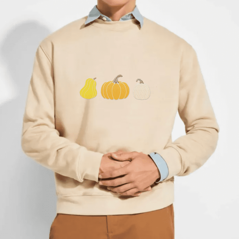 Fall Season Hoodie - Pumpkin Embroidery
