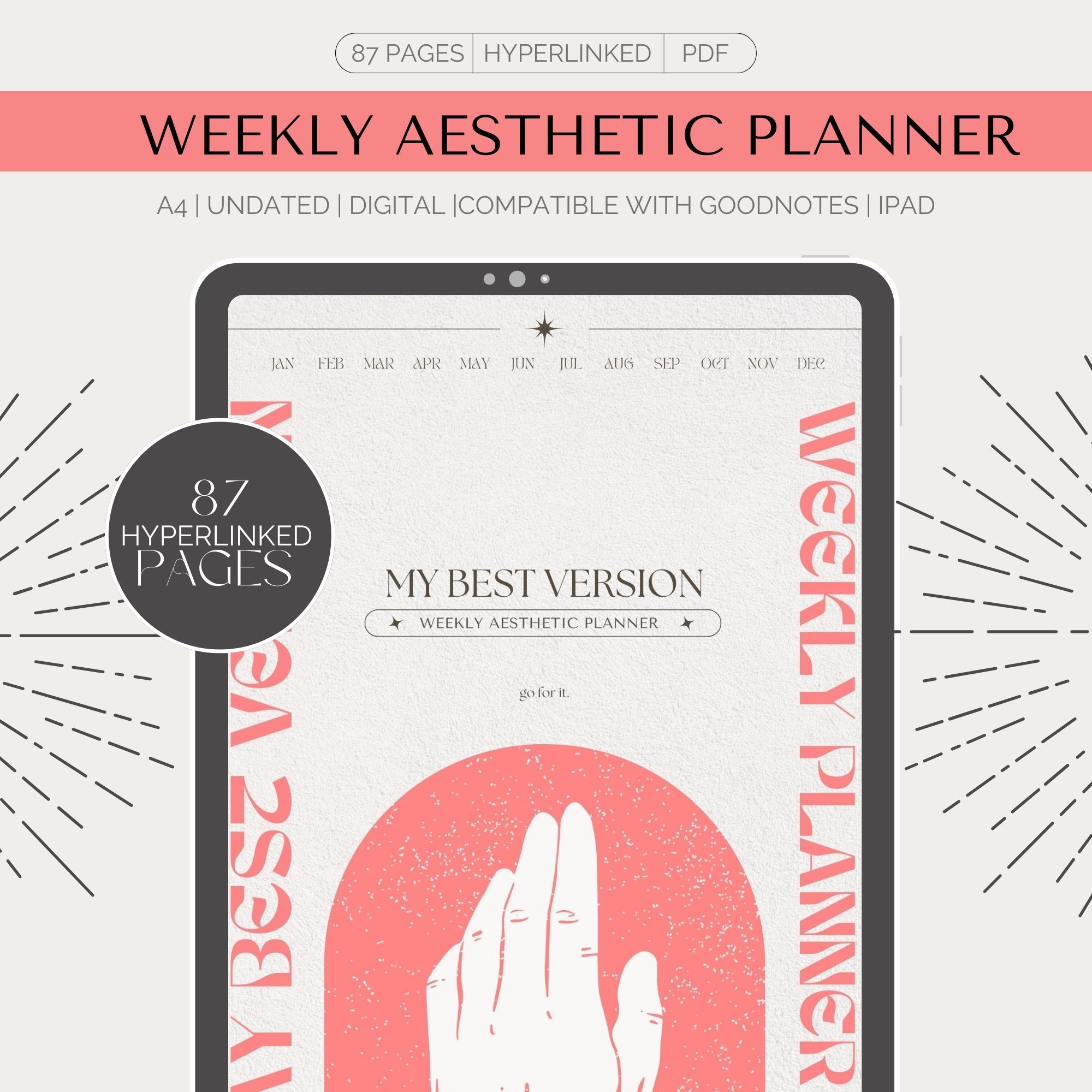 My Best Version - Aesthetic Weekly Planner Hyperlinked - Image 9
