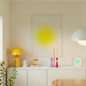Yellow Blurry Gradient Living Room Mockup