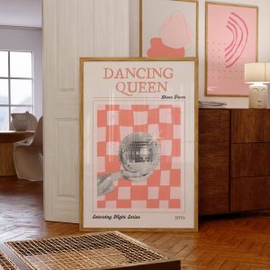 Wall Print Dancing Queen Pink Mockup Living Room