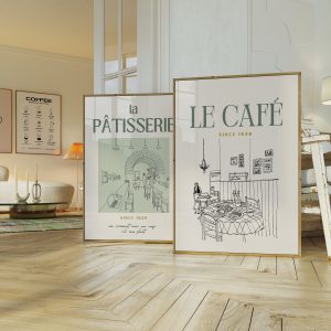 Set of 2 – Cafe Wall Art Living Room Mockup