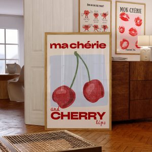 Ma Cherie - Coquette Print Blue Living Room Mockup