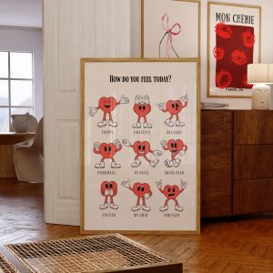 Retro Character Emotions Living Room Mockup