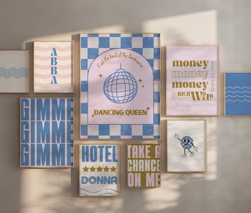 Set of 9 - Dancing Queen Gallery Wall Art Wall Art Mockup