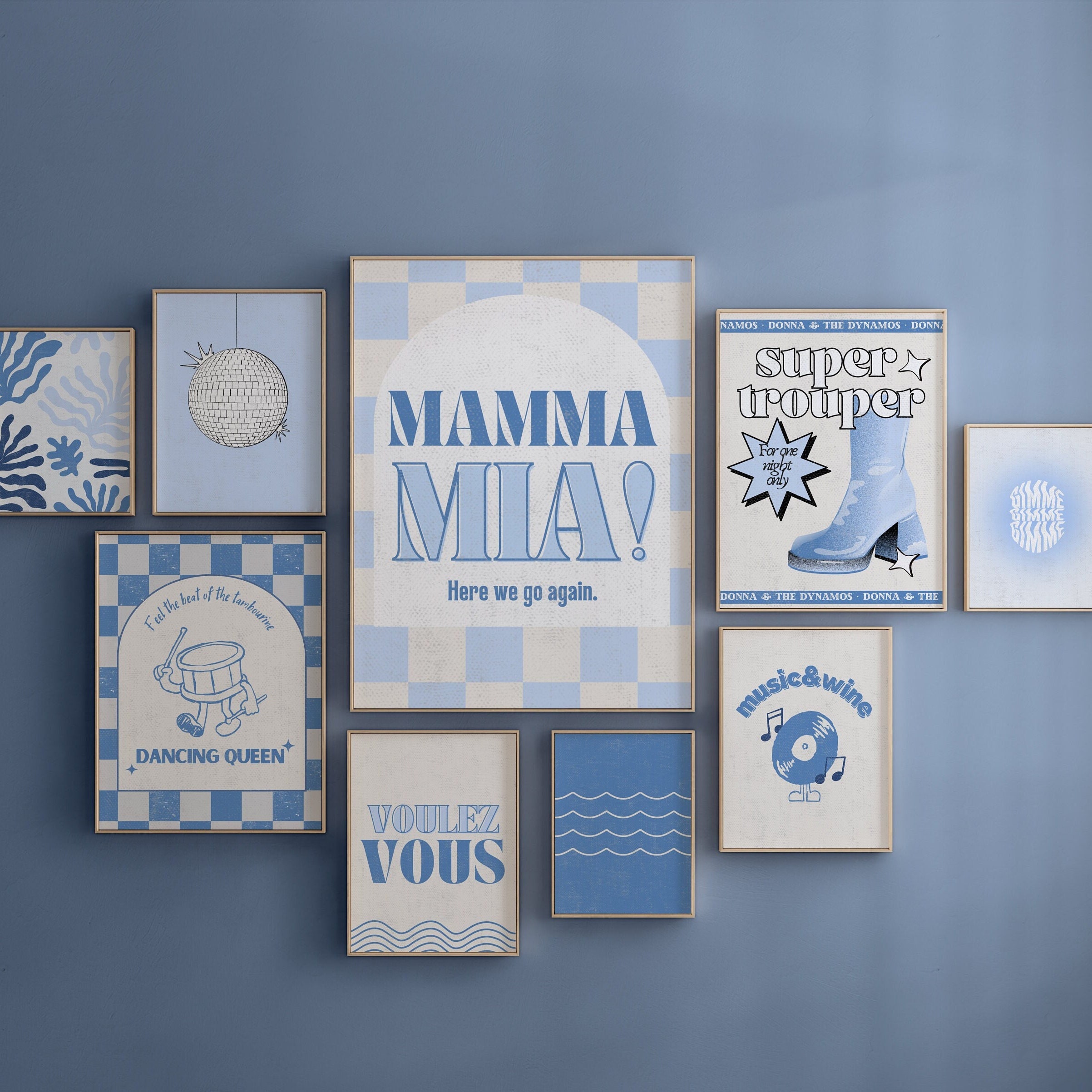 Set of 9 - Mamma Mia Gallery Wall Art Mockup