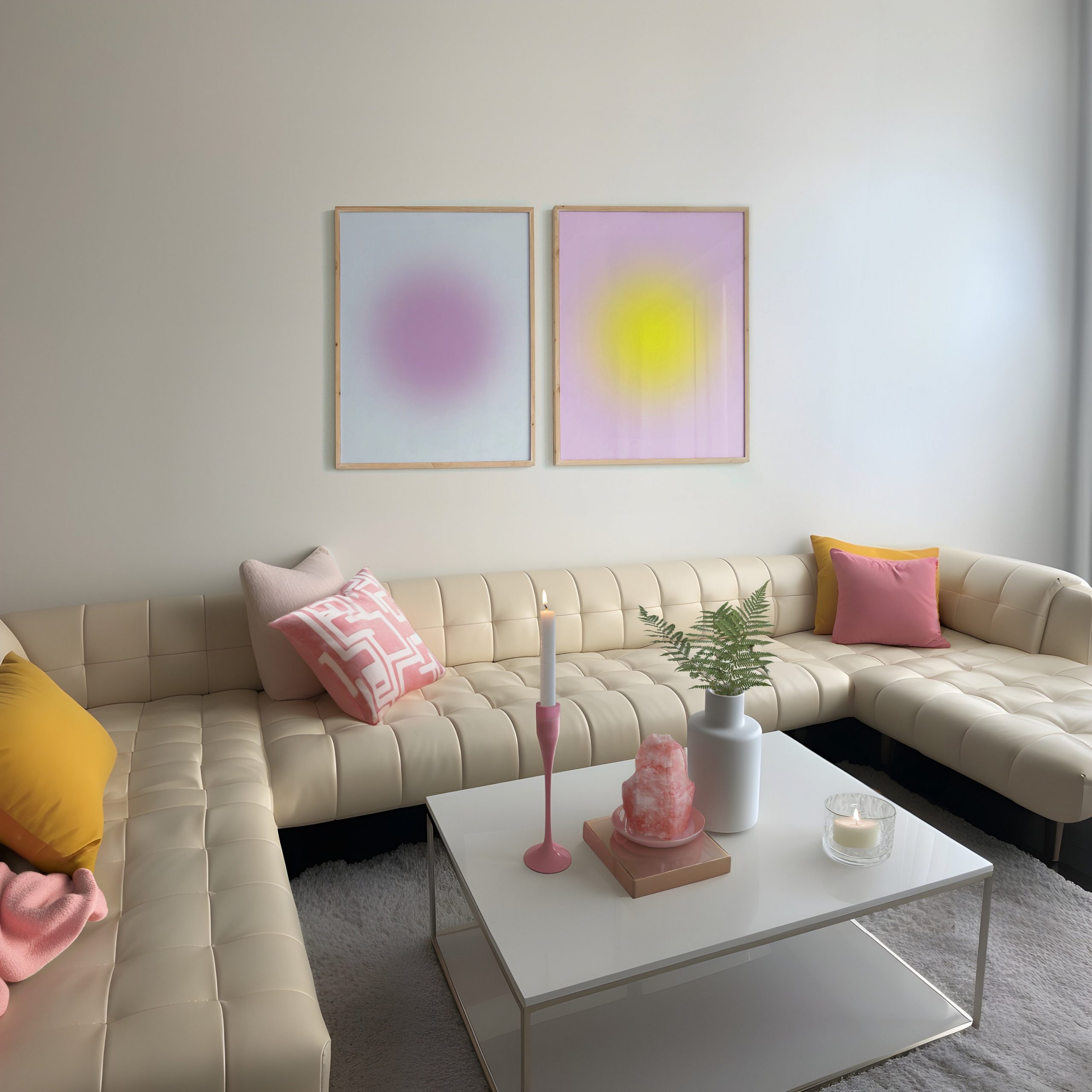 Set of 2 - Blurry Gradient Purple Yellow - Image 3