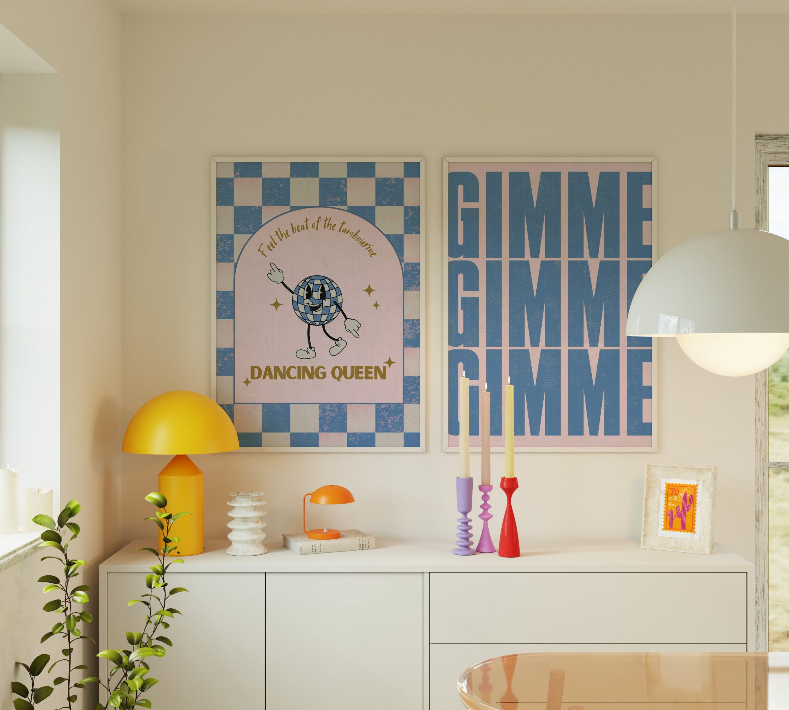 Set of 2 - Dancing Queen Retro Character Print - Image 2