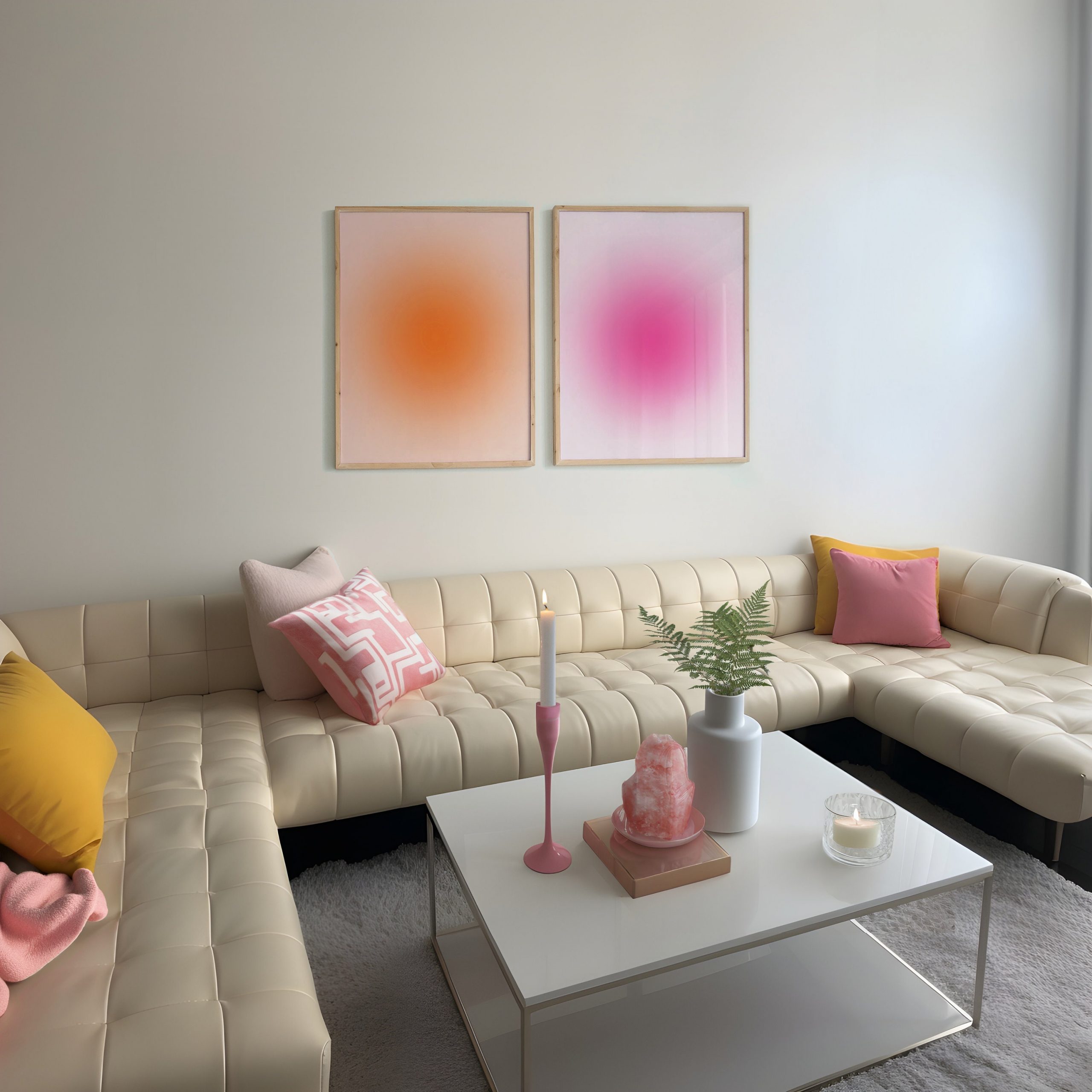 Set of 2 - Blurry Gradient Pink Orange - Image 2