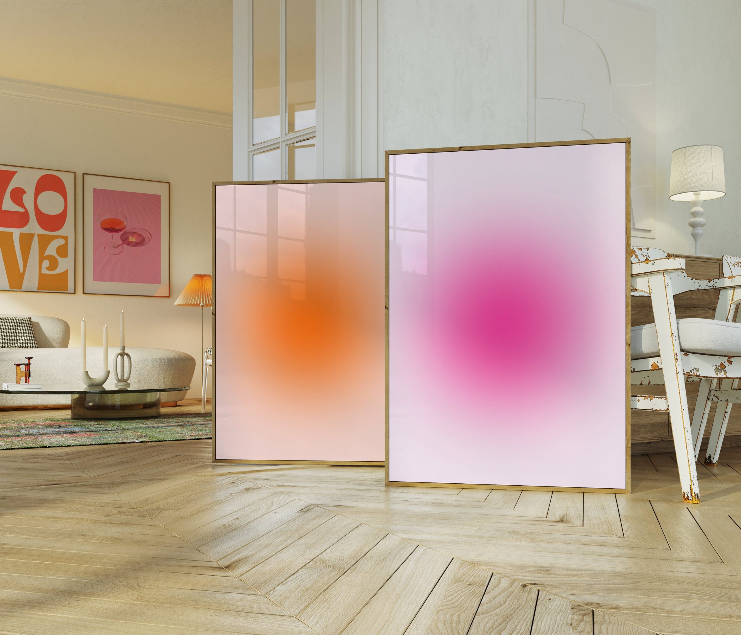 Set of 2 - Blurry Gradient Pink Orange - Image 3
