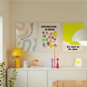 Set of 3 - Positive Quotes Living Room Mockup