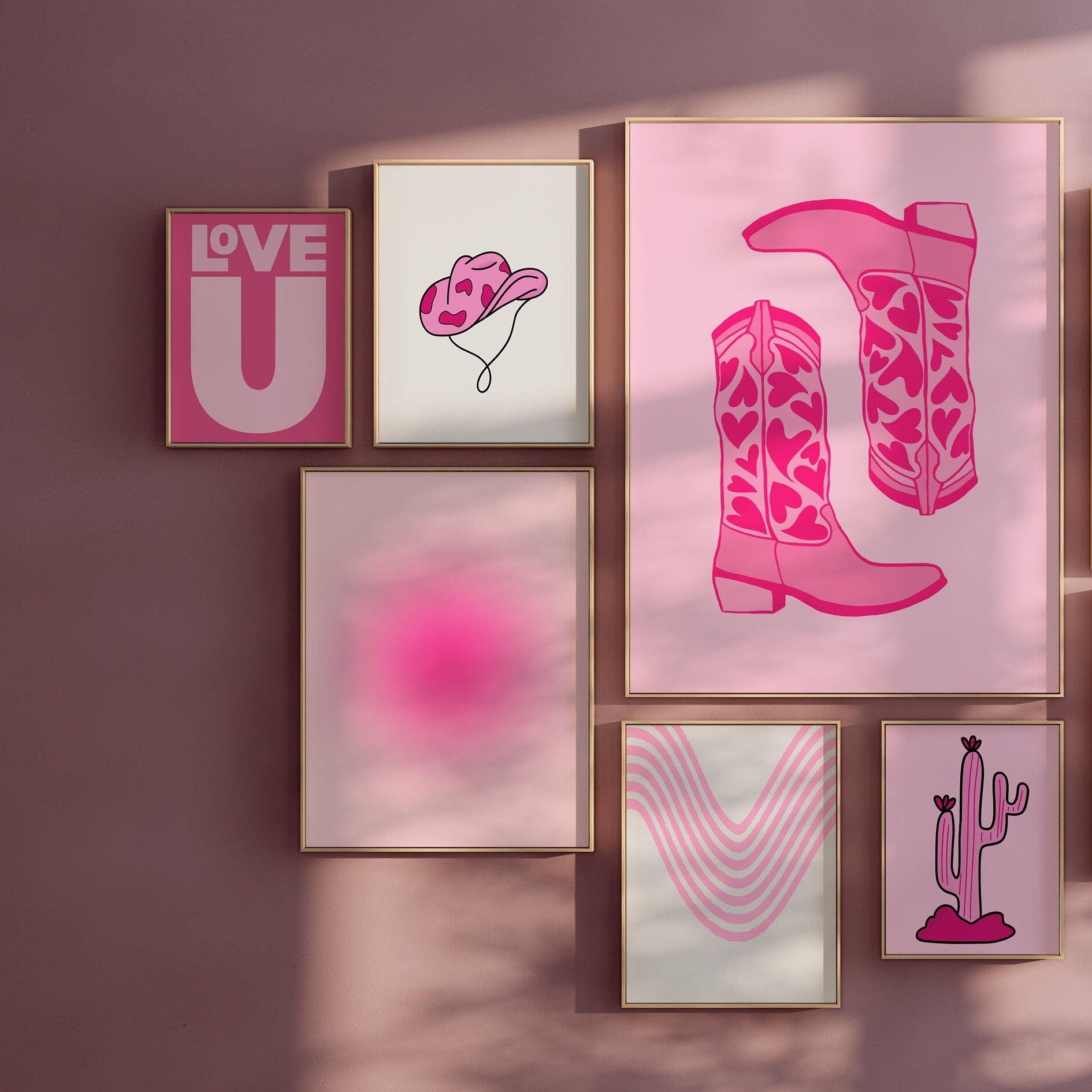 Set of 9 - Preppy Pink Gallery Wall Art - Image 2