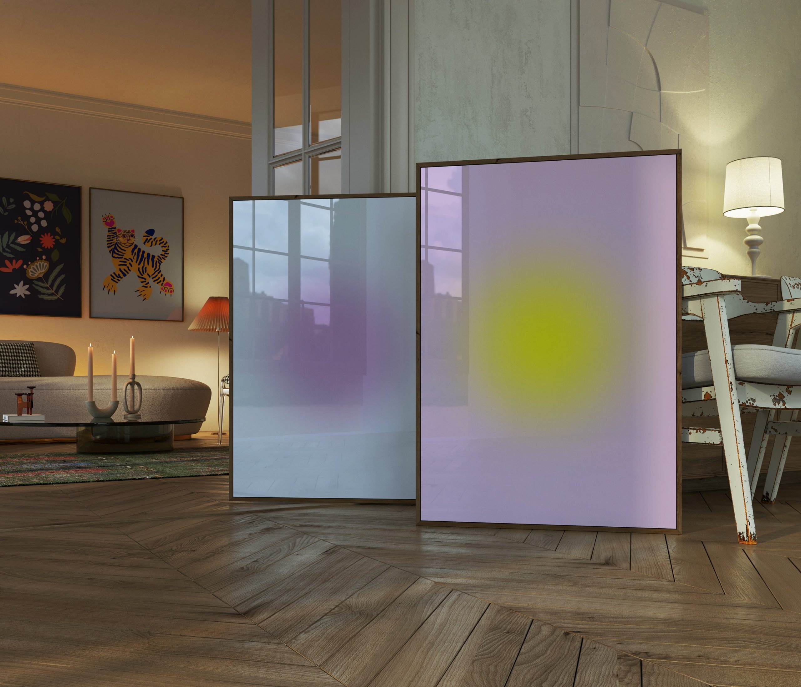 Set of 2 - Blurry Gradient Purple Yellow - Image 5