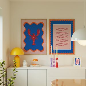 Set of 2 - Seafood Sardines Lobster Living Room Mockup