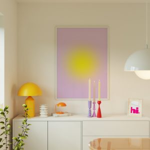 Yellow Purple - Blurry Gradient Living Room Mockup