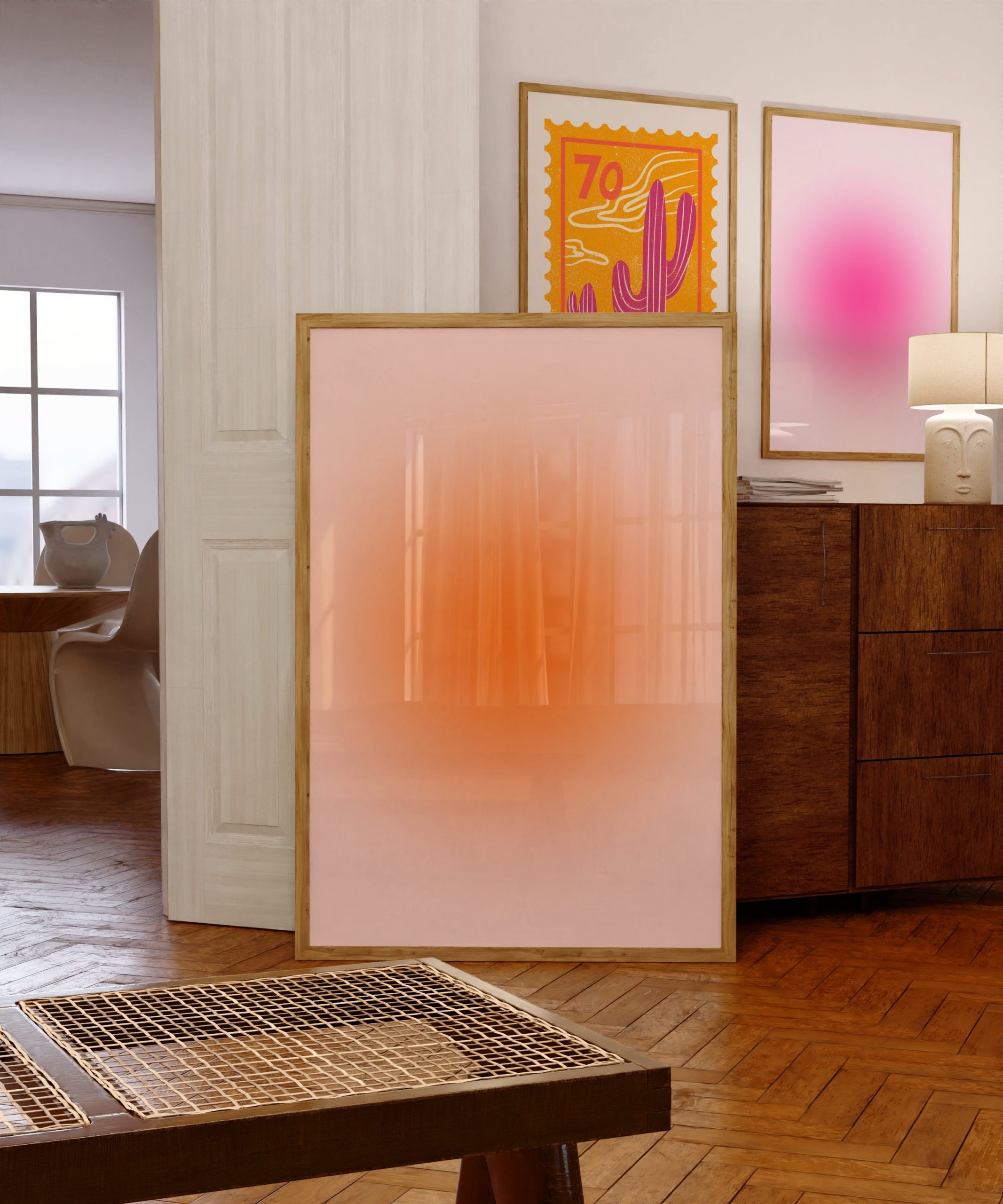 Set of 2 - Blurry Gradient Pink Orange - Image 4
