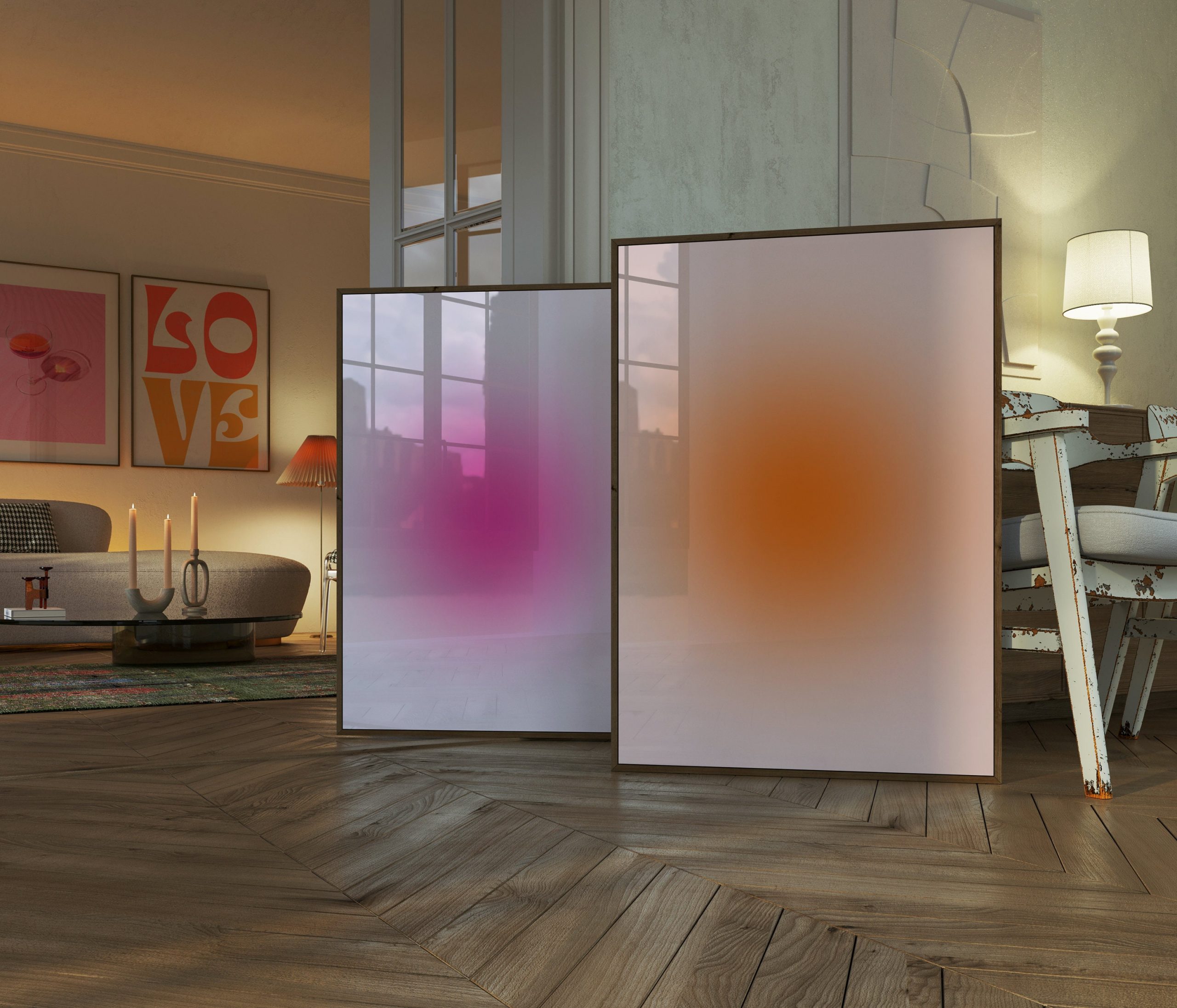 Set of 2 - Blurry Gradient Pink Orange - Image 5