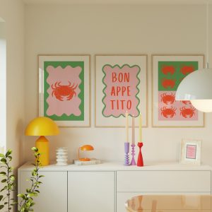 Set of 3 - Bon Appetit Seafood Living Room Mockup