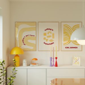 Set of 3 - Italian Pasta Living Room Mockup