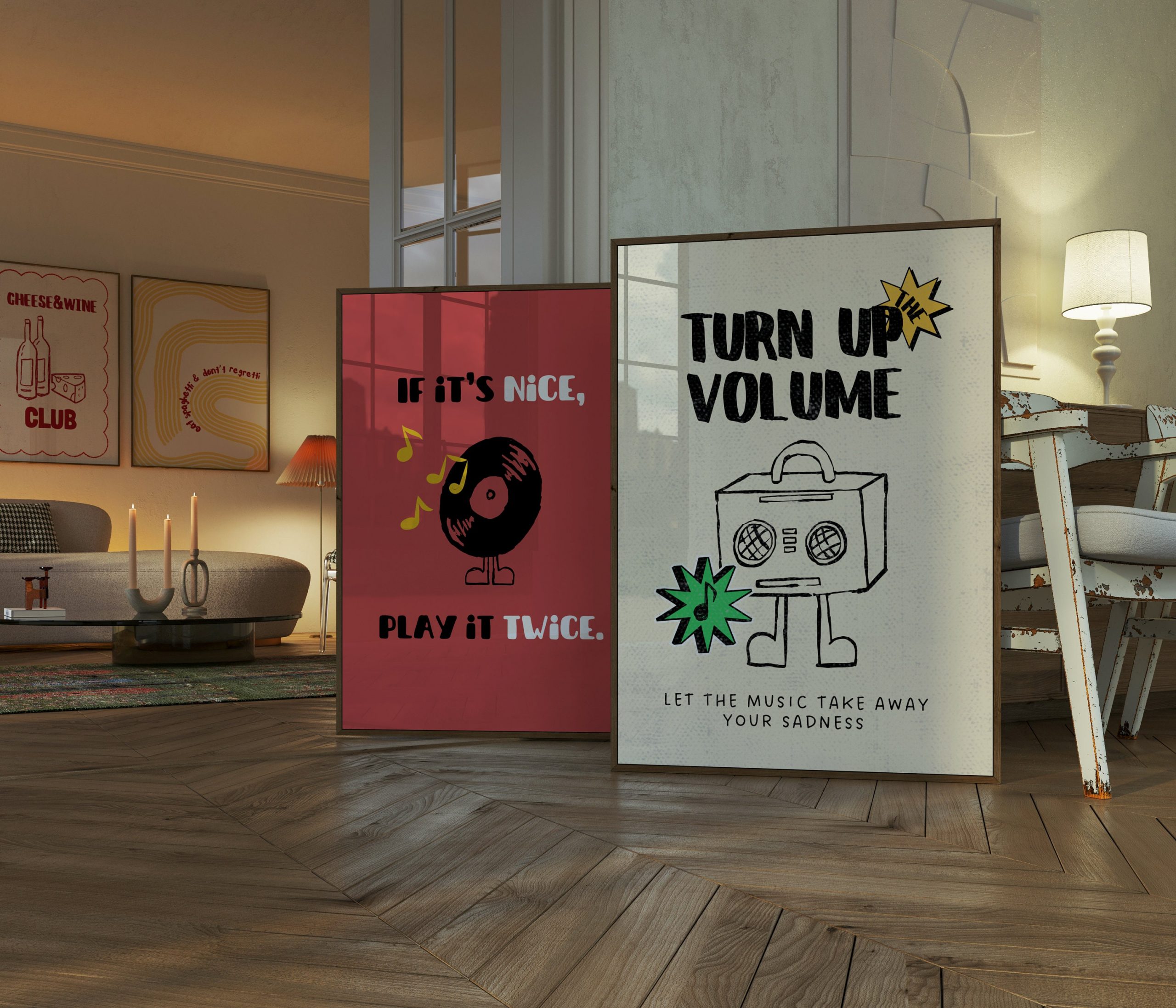 Set of 3 - Retro Music Band Print - Image 3