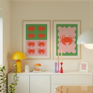 Set of 2 - Seafood Crab Living Room Mockup