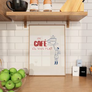 Un Cafe Sil Vous Plait - Cartoon Kitchen Mockup