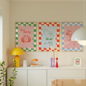 Set of 3 - Retro Eclectic Chess Living Room Mockup