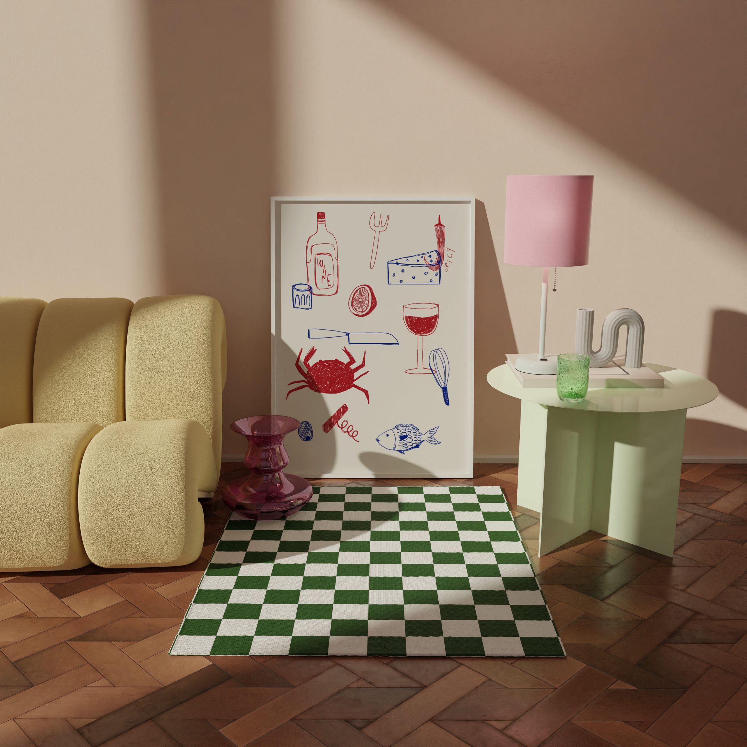 Dinner Craw Wine - Food Art Hand Drawn - Image 6