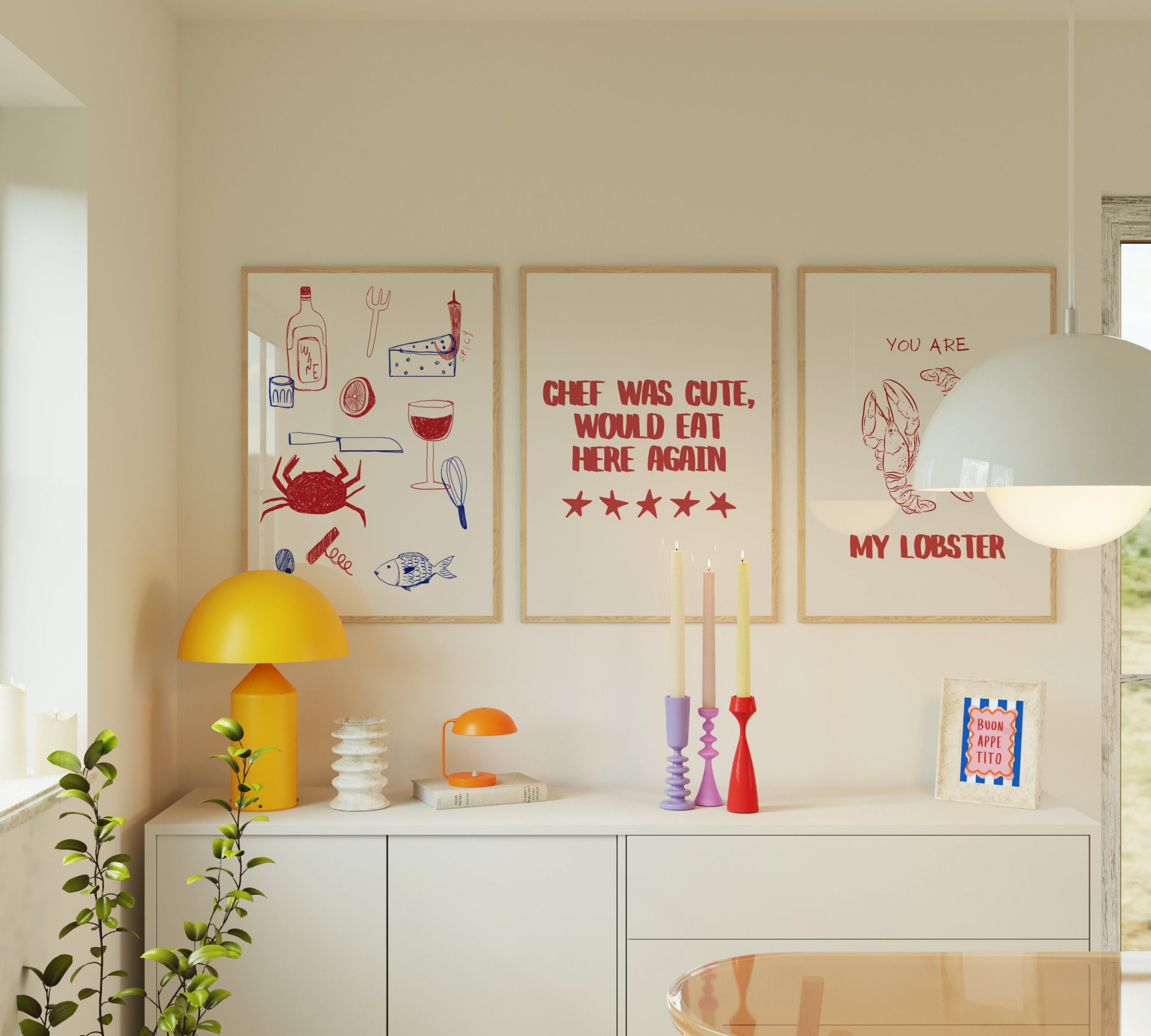 Dinner Craw Wine - Food Art Hand Drawn - Image 7