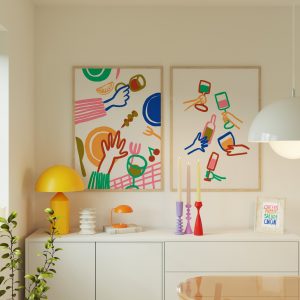 Set of 2 – Hand Drawn Dinner Living Room Mockup