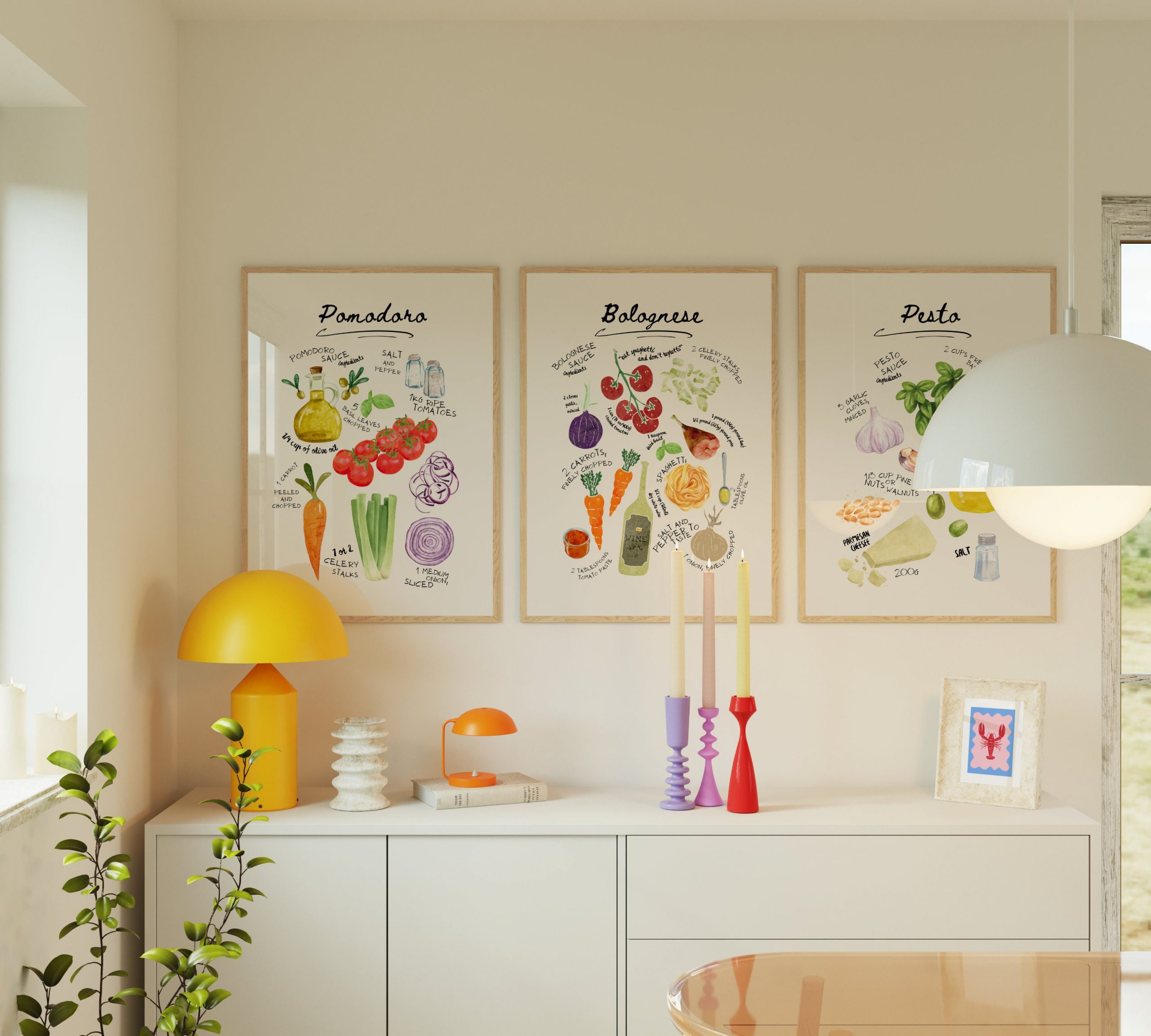 Set of 3 - Ingredients Sauce Recipe Living Room Mockup