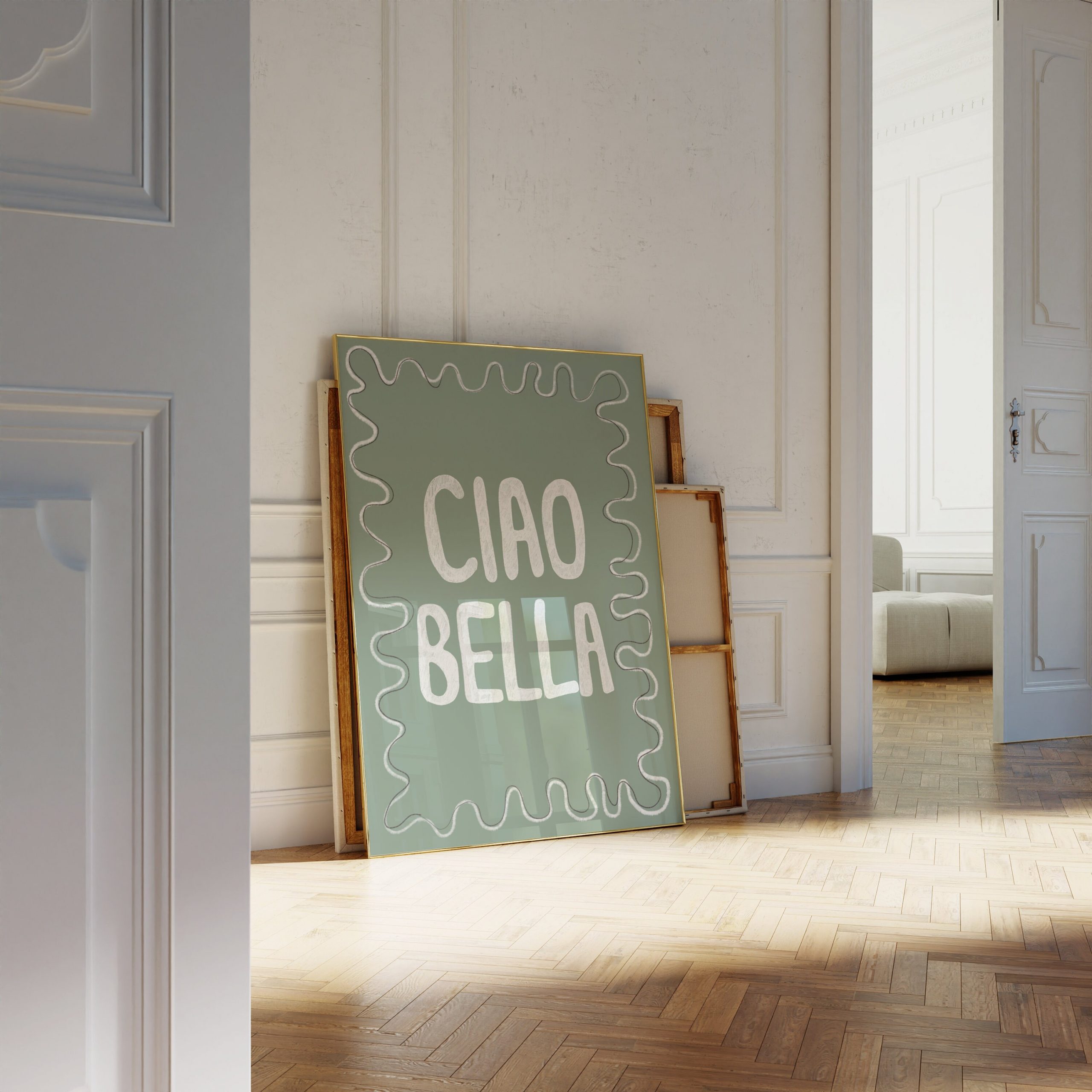 Ciao Bella - Wavy Frame Green Living Room Mockup