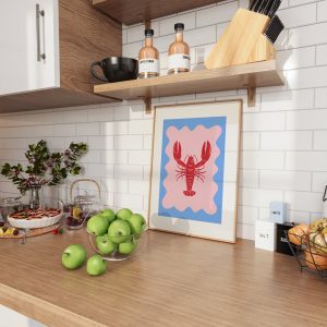 Lobster Wavy Frame - Blue Kitchen Mockup
