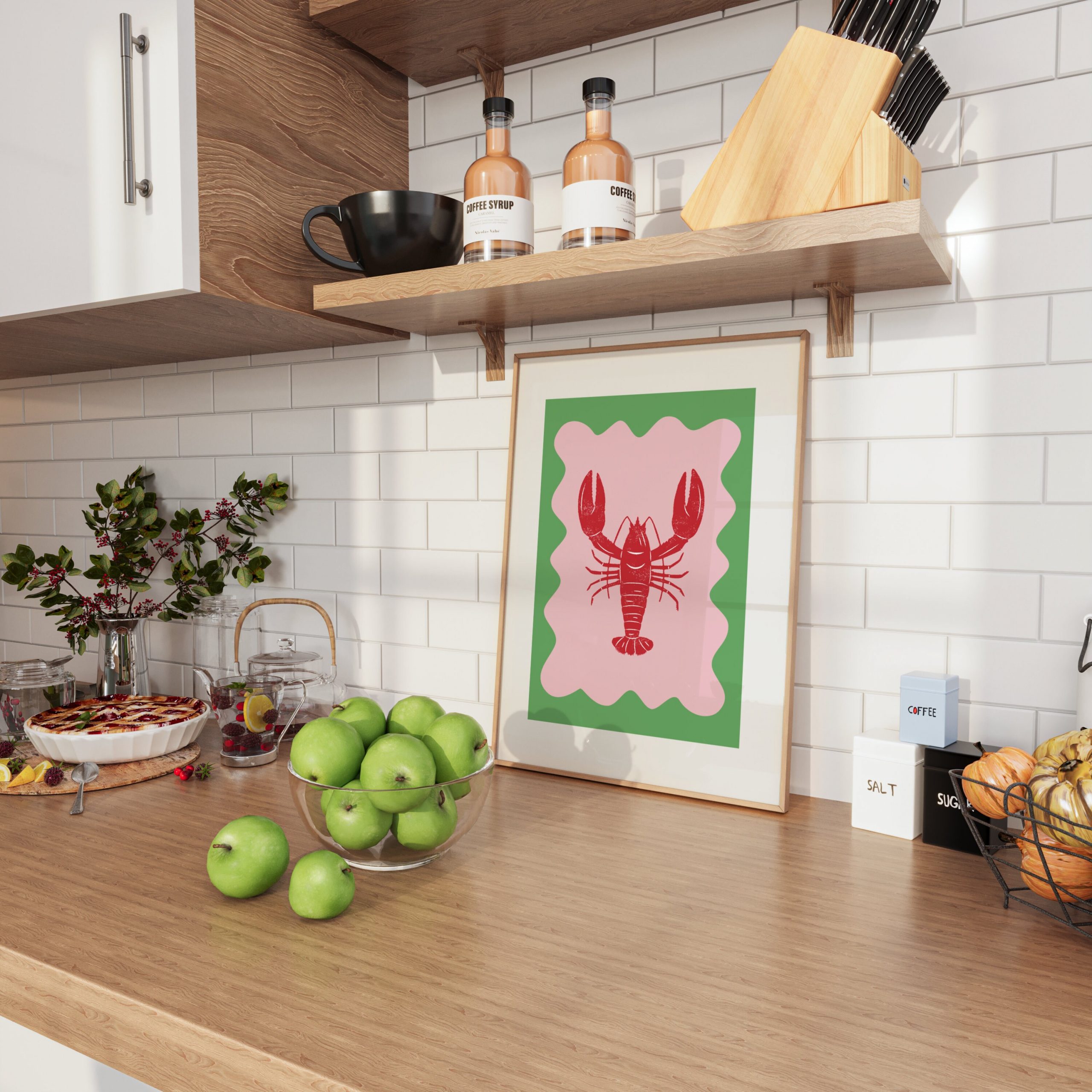 Lobster - Wavy Frame Green Kitchen Mockup
