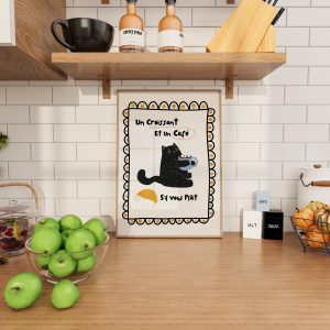 Black Cat – Un Croissant et un Cafe – White Kitchen Mockup