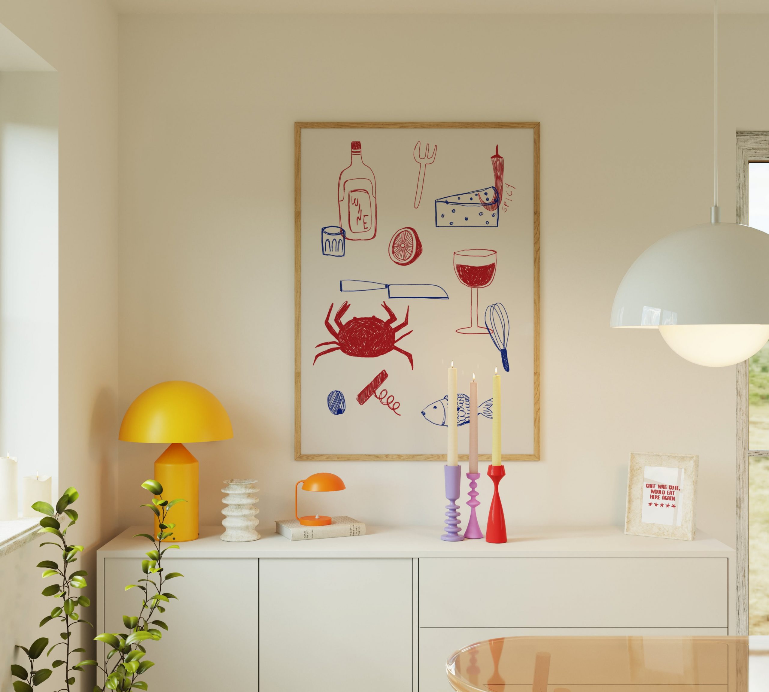 Dinner Craw Wine - Food Art Hand Drawn - Image 8