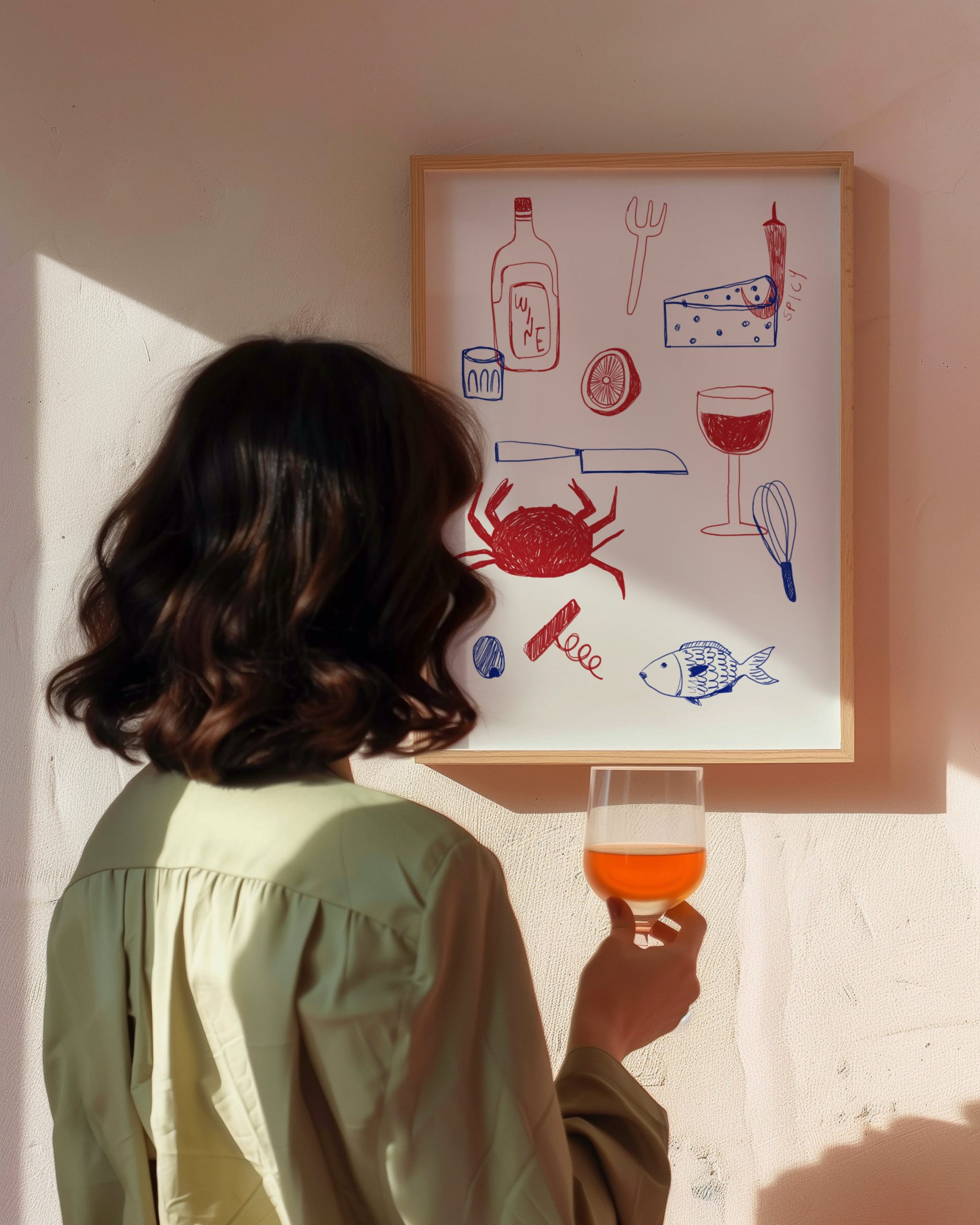 Dinner Craw Wine - Food Art Hand Drawn - Image 10