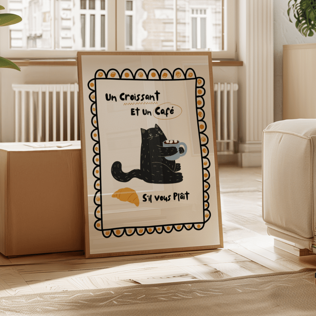 cat coffee print